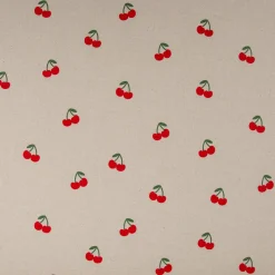 Canvas Stoff mit 70% Baumwolle Leinenlook Kirschen natur rot 1,48m Breite