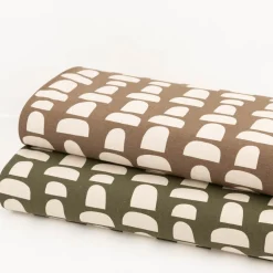Canvas Stoff mit 70% Baumwolle Leinenlook abstrakt braun natur 1,48m Breite