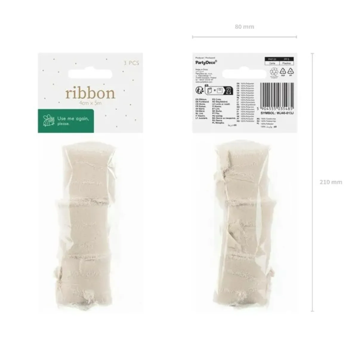 Chiffonband hellbeige 4x500cm im 3er Pack