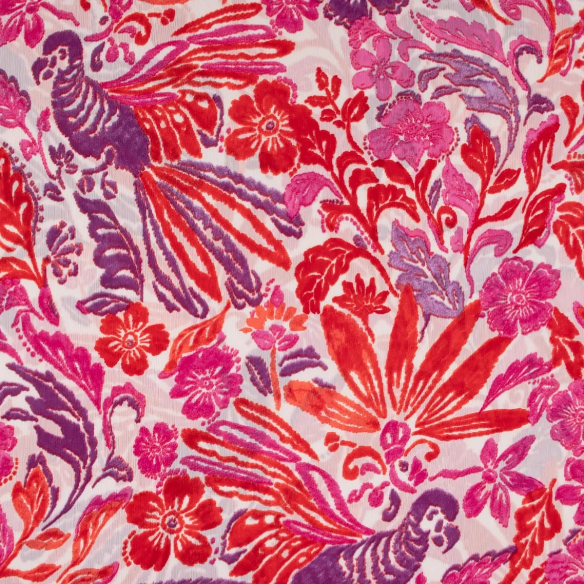 Chiffon Blumen Papagei pink rot lila 1,49m Breite