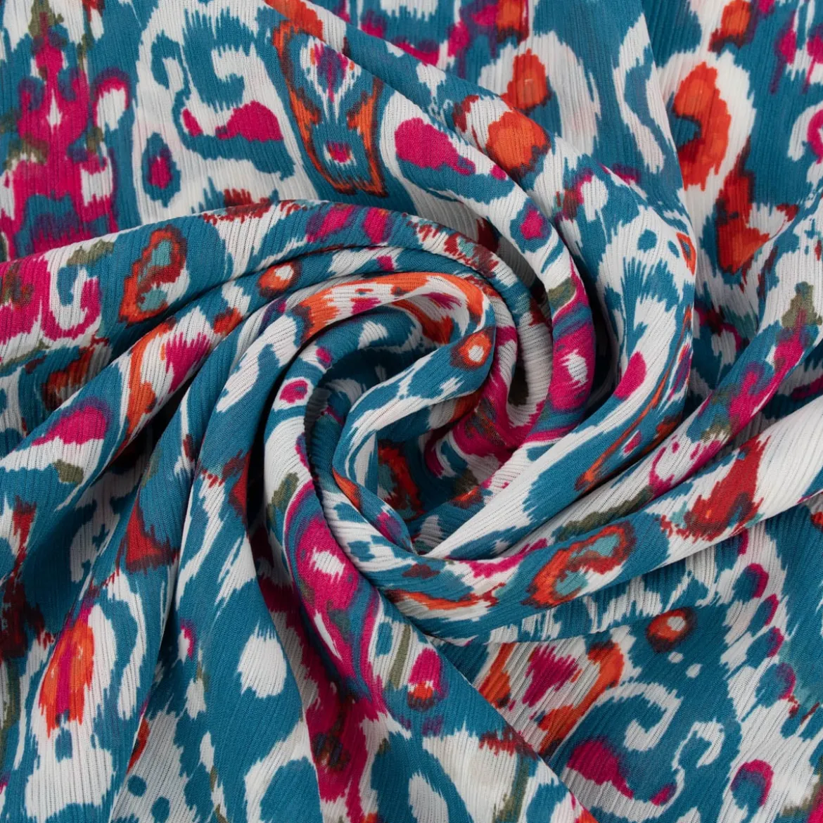Chiffon Fantasie-Ornamente blau 1,49m Breite