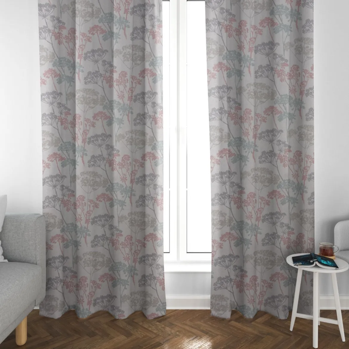 Clarke & Clarke STUDIO G Englischer Dekostoff Baumwollstoff Polsterstoff Blumen Gräser pastell mint rosa grau 138cm Breite