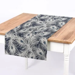 Clarke & Clarke STUDIO G Englischer Dekostoff Polsterstoff Federn Pfau dunkelblau weiß blau 138cm Breite