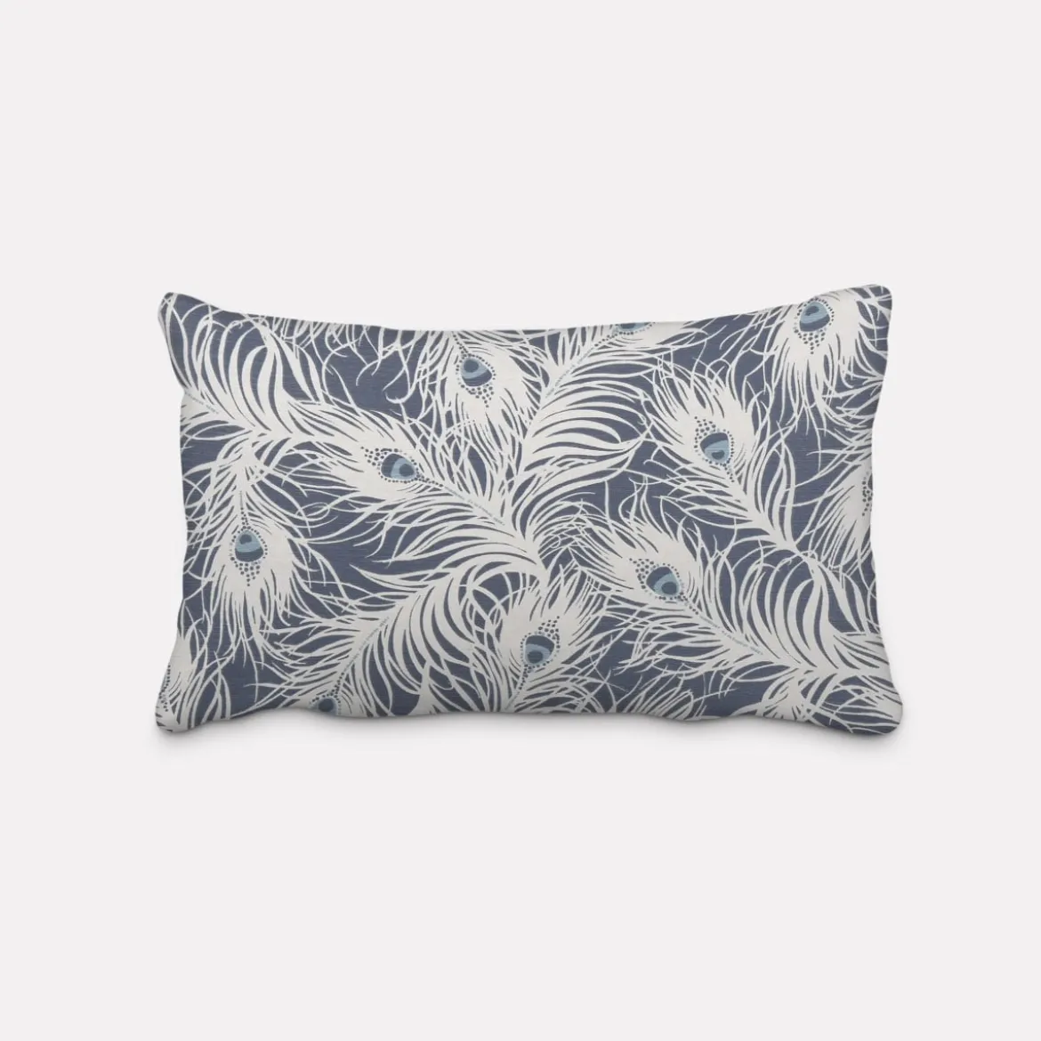 Clarke & Clarke STUDIO G Englischer Dekostoff Polsterstoff Federn Pfau dunkelblau weiß blau 138cm Breite