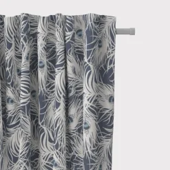 Clarke & Clarke STUDIO G Englischer Dekostoff Polsterstoff Federn Pfau dunkelblau weiß blau 138cm Breite