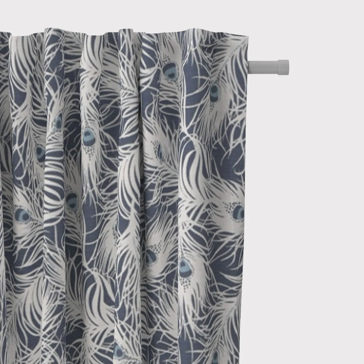 Clarke & Clarke STUDIO G Englischer Dekostoff Polsterstoff Federn Pfau dunkelblau weiß blau 138cm Breite