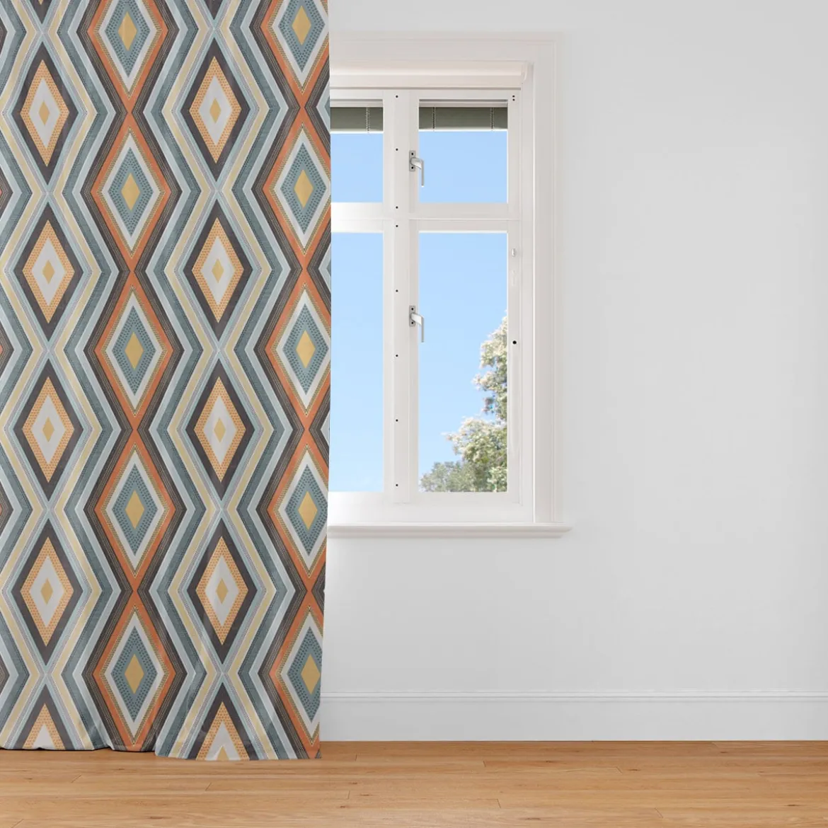 Clarke & Clarke STUDIO G Englischer Dekostoff Polsterstoff geometrisch Ethno Raute creme bunt 138cm Breite