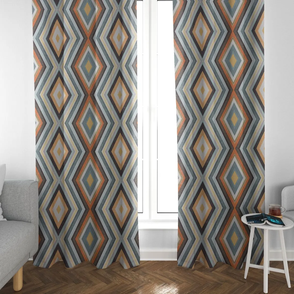 Clarke & Clarke STUDIO G Englischer Dekostoff Polsterstoff geometrisch Ethno Raute creme bunt 138cm Breite