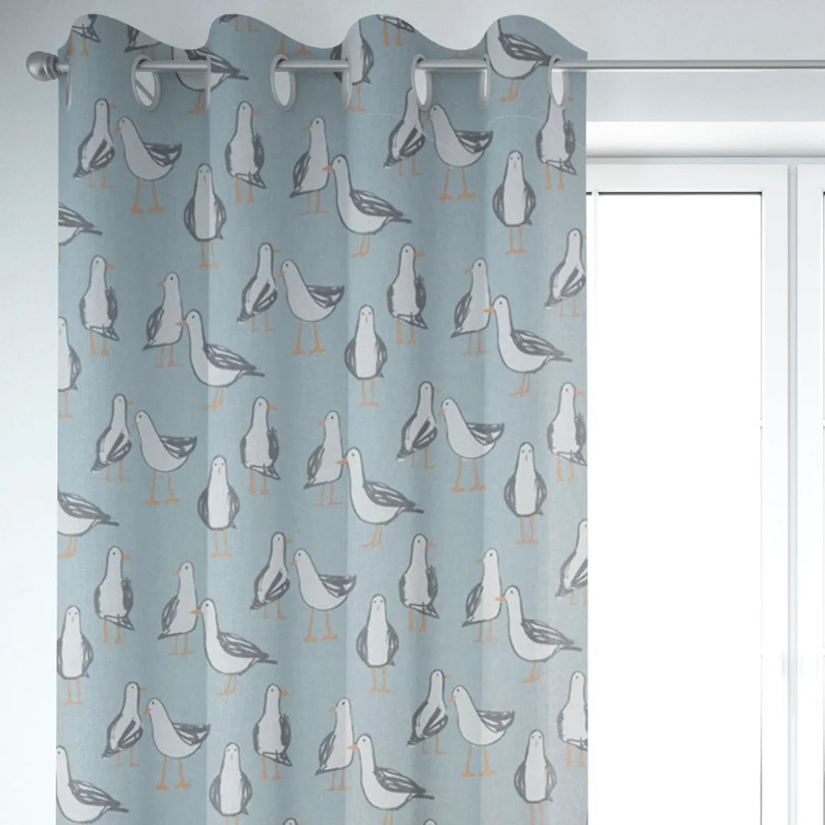 Clarke & Clarke STUDIO G Englischer Dekostoff Baumwollstoff Halbpanama Polsterstoff Möwen blau 138cm Breite