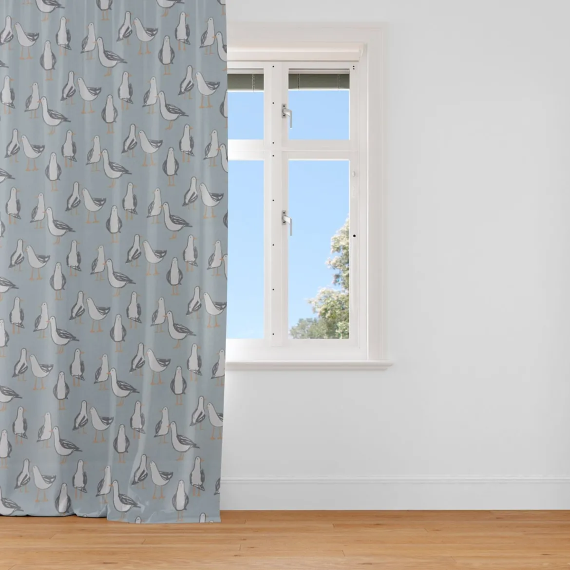 Clarke & Clarke STUDIO G Englischer Dekostoff Baumwollstoff Halbpanama Polsterstoff Möwen blau 138cm Breite