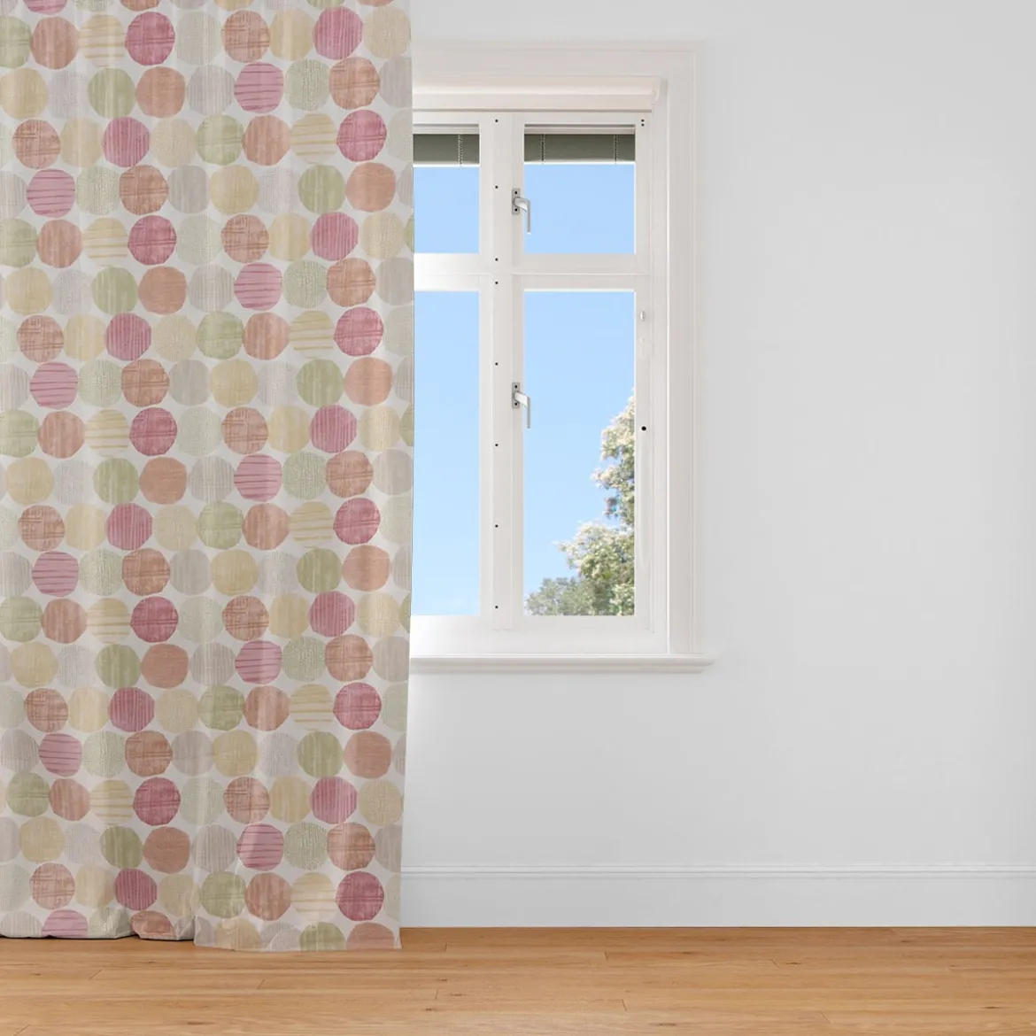 Clarke & Clarke STUDIO G Englischer Dekostoff Polsterstoff Baumwollstoff Halbpanama Stones Steine Kreise weiß rot orange grün 138cm Breite