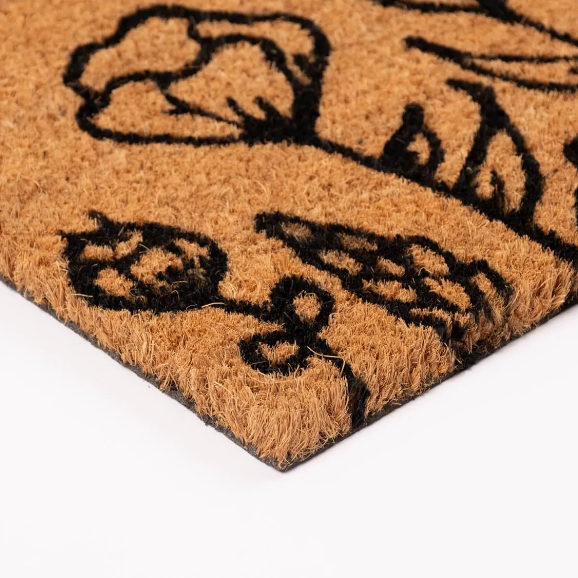 Clayre & Eef Fußmatte Welcome Wiesenblumen Kokosnussfaser Kunststoff natur schwarz 75x45x1cm