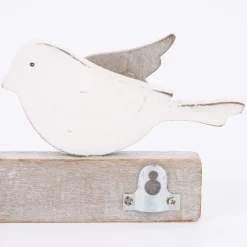 Clayre & Eef Garderobe Spatzenpaar 2 Haken Holz natur weiß 23x4x8cm