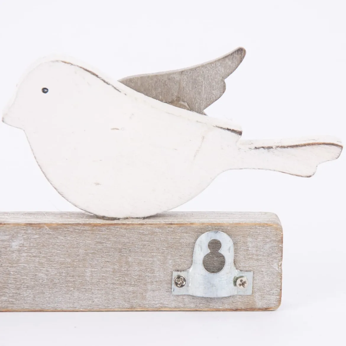 Clayre & Eef Garderobe Spatzenpaar 2 Haken Holz natur weiß 23x4x8cm
