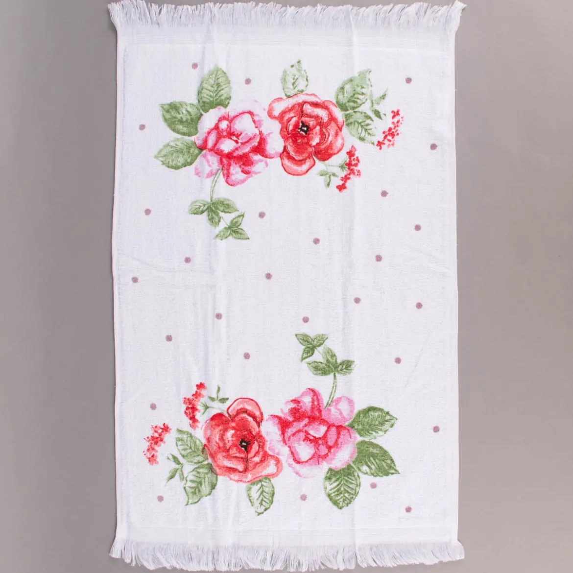 Clayre & Eef Gästehandtuch Rosen weiß rot grün 40x66cm