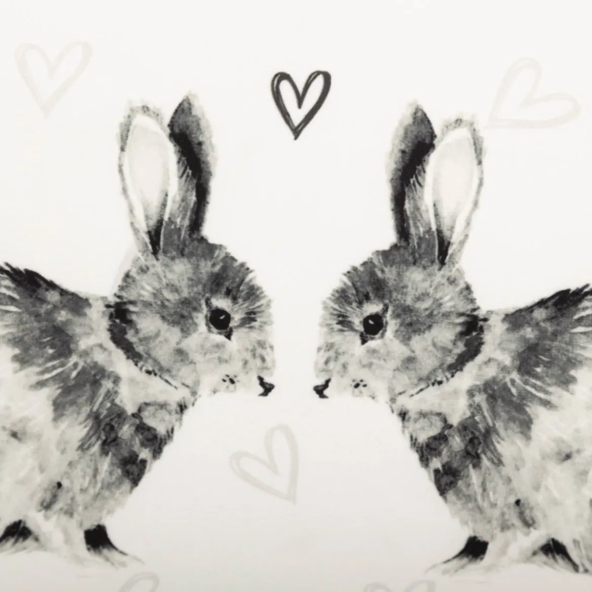 Clayre & Eef Kissenhülle Hase Herzchen weiß schwarz 30x50cm