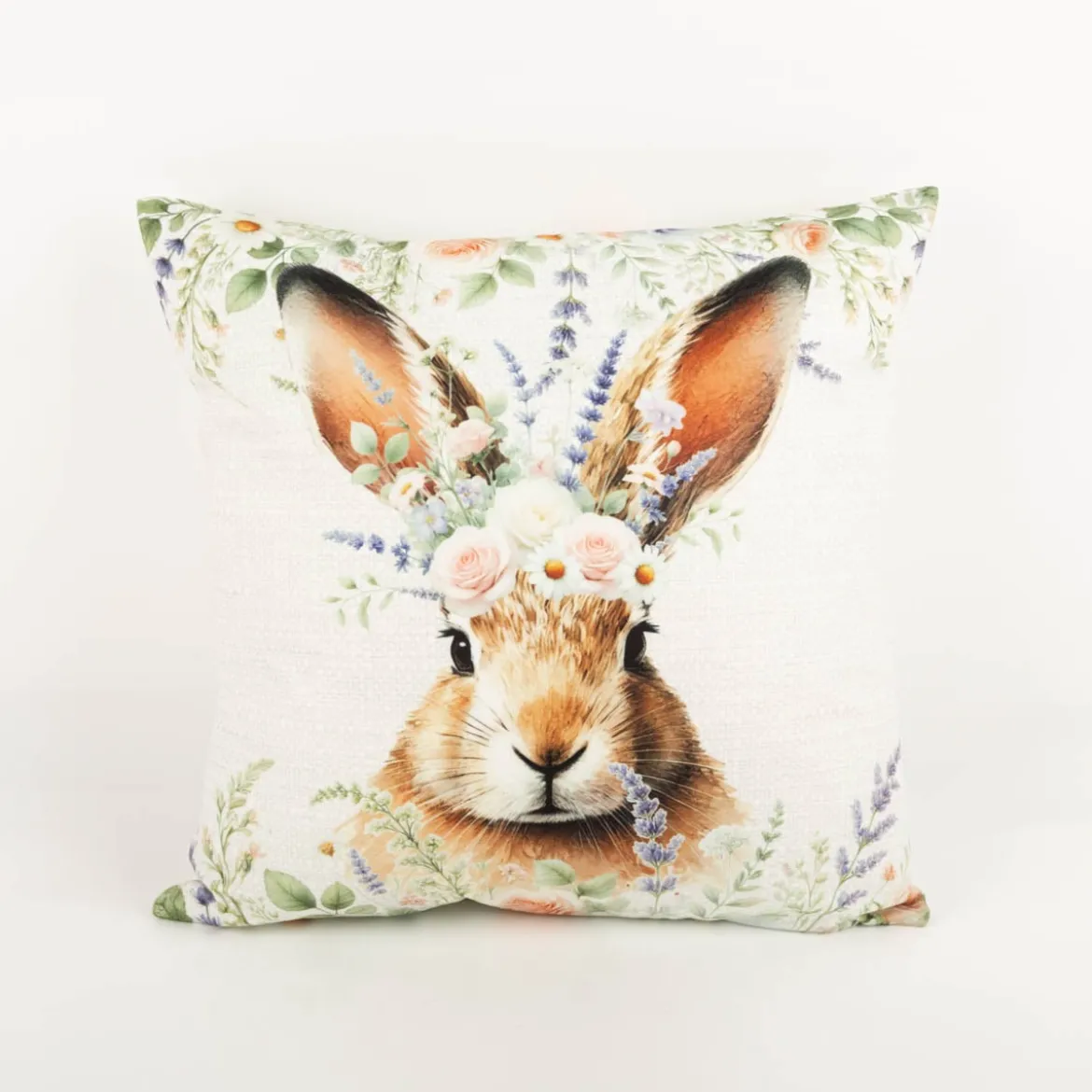 Clayre & Eef Kissenhülle Hasenkopf mit Blumen beige 45x45cm