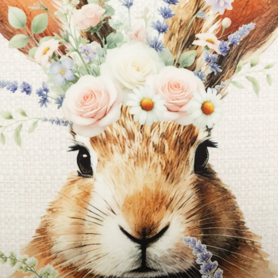 Clayre & Eef Kissenhülle Hasenkopf mit Blumen beige 45x45cm