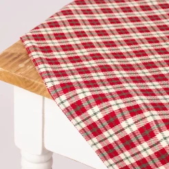 Clayre & Eef Mitteldecke Wende-Tischdecke Karo Hirsche beige rot grün 100x100cm