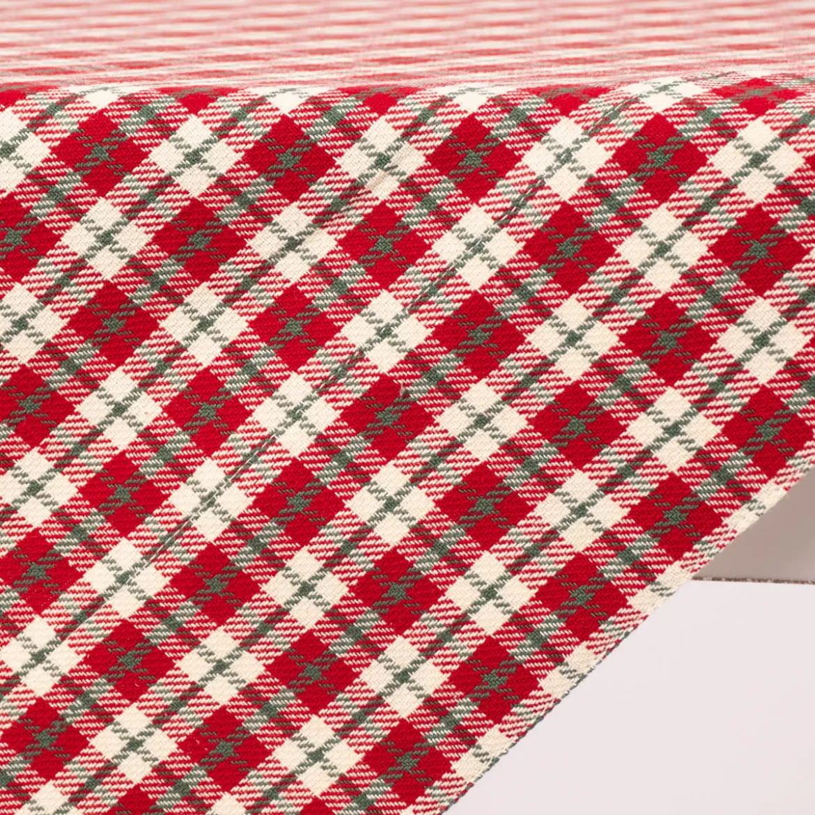 Clayre & Eef Mitteldecke Wende-Tischdecke Karo Hirsche beige rot grün 100x100cm