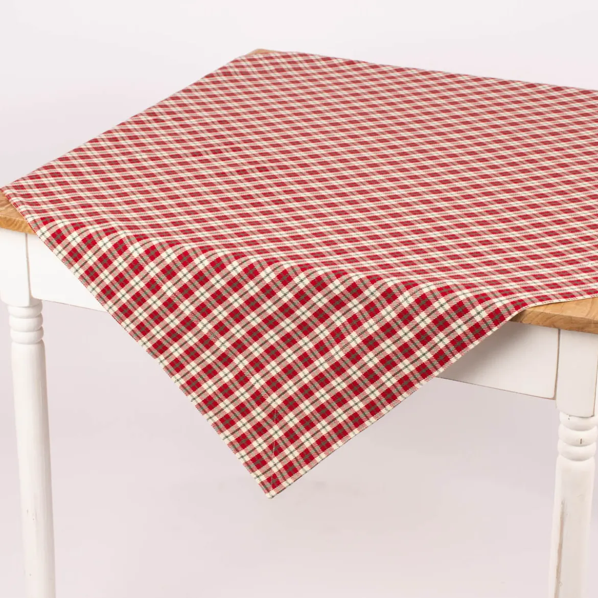 Clayre & Eef Mitteldecke Wende-Tischdecke Karo Hirsche beige rot grün 100x100cm