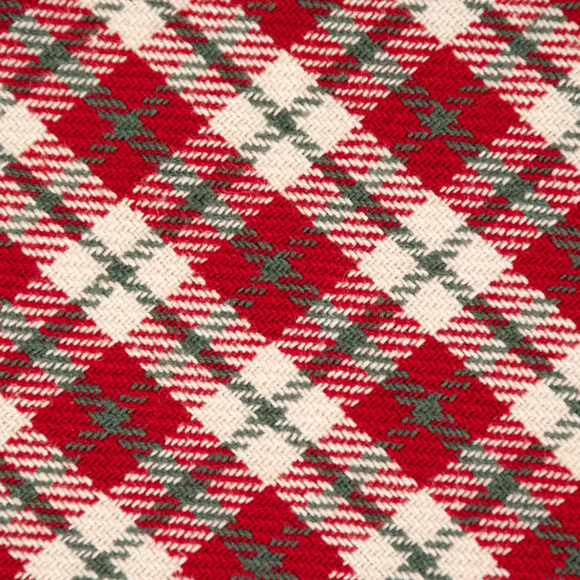 Clayre & Eef Mitteldecke Wende-Tischdecke Karo Hirsche beige rot grün 100x100cm