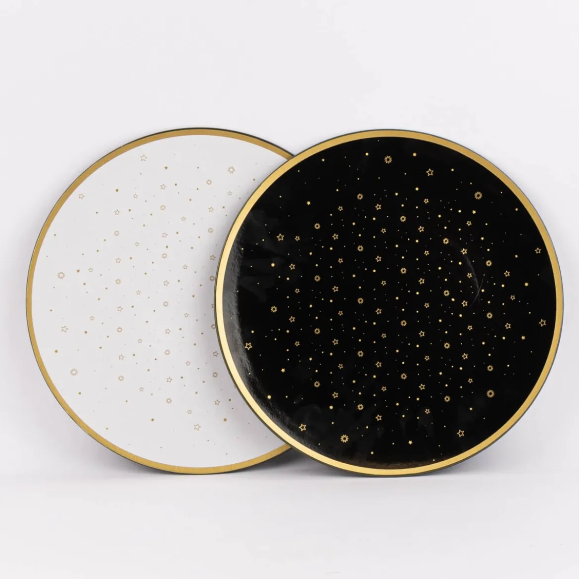 Clayre & Eef Platzteller Sterne Kunststoff schwarz goldfarbig 33cm