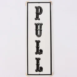 Clayre & Eef Schild PULL weiß schwarz 9x25,5cm