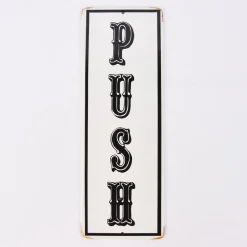 Clayre & Eef Schild PUSH weiß schwarz 9x25,5cm