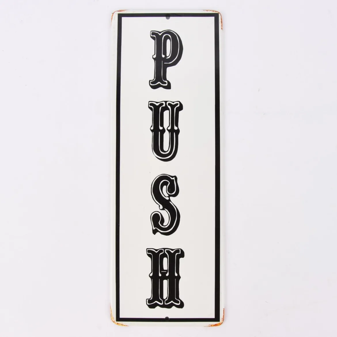 Clayre & Eef Schild PUSH weiß schwarz 9x25,5cm