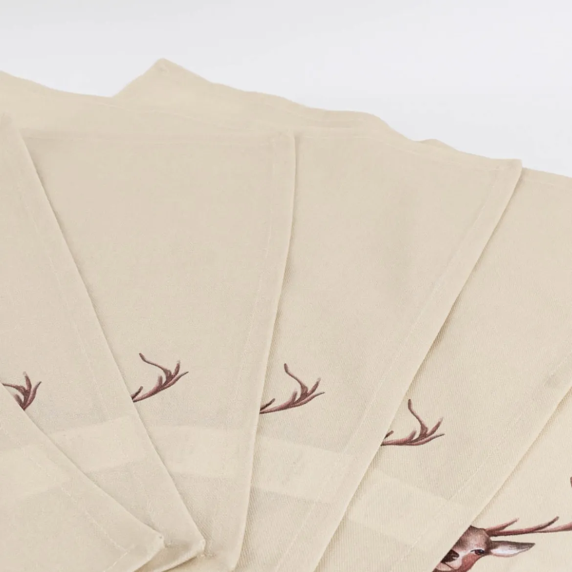 Clayre & Eef Stoffservietten Hirsch aus 100% Baumwolle 6 Stück beige braun 40x40cm