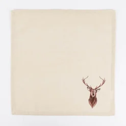 Clayre & Eef Stoffservietten Hirsch aus 100% Baumwolle 6 Stück beige braun 40x40cm
