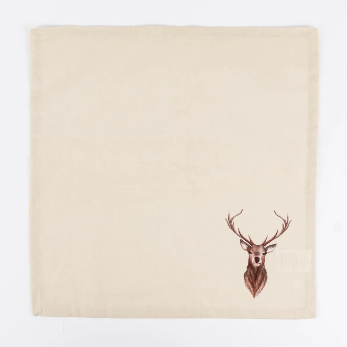 Clayre & Eef Stoffservietten Hirsch aus 100% Baumwolle 6 Stück beige braun 40x40cm