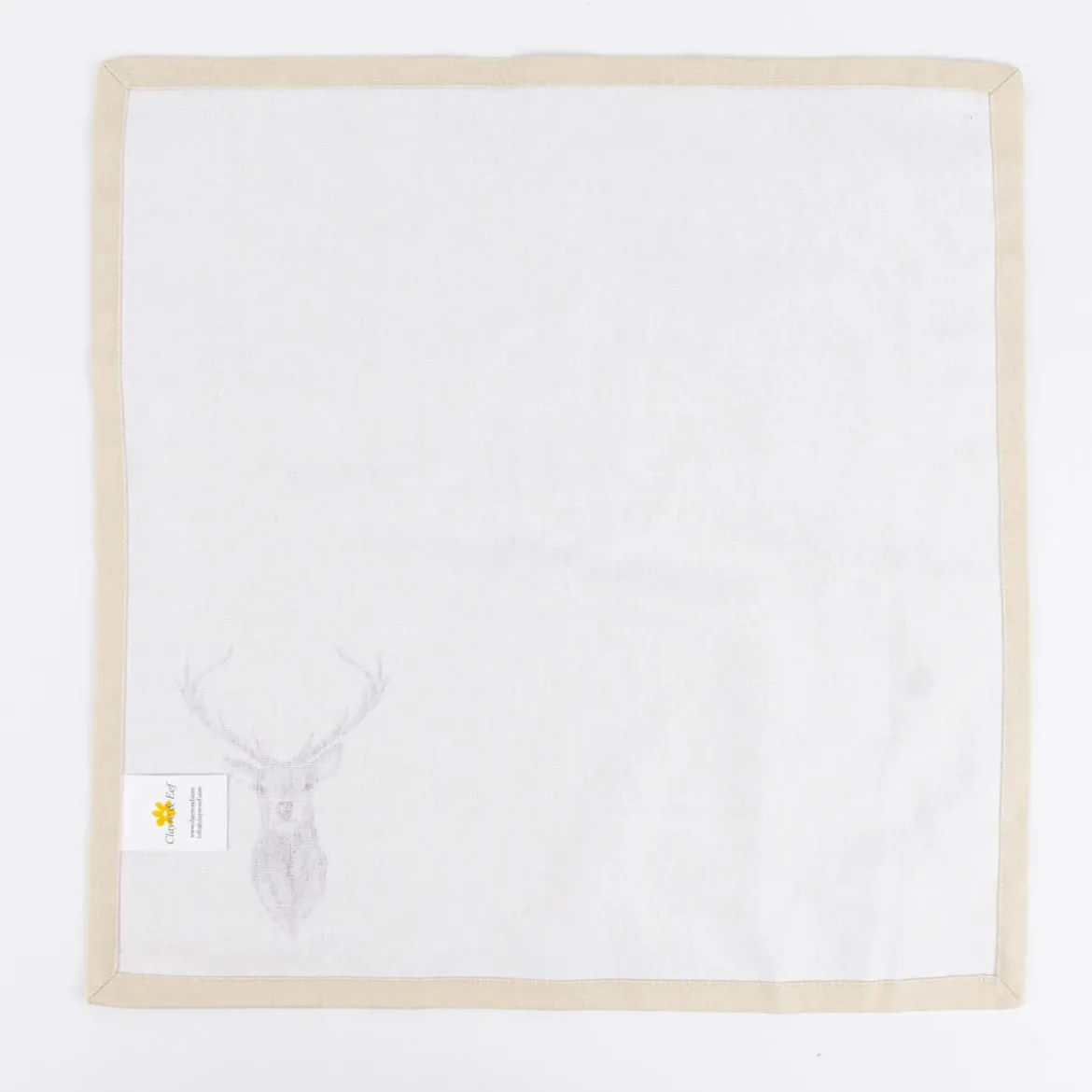 Clayre & Eef Stoffservietten Hirsch aus 100% Baumwolle 6 Stück beige braun 40x40cm