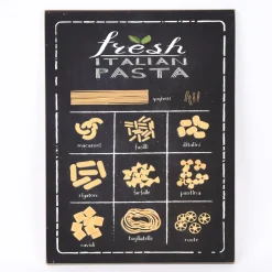 Clayre & Eef Textbild Fresh Pasta MDF schwarz weiß gelb 30x40cm
