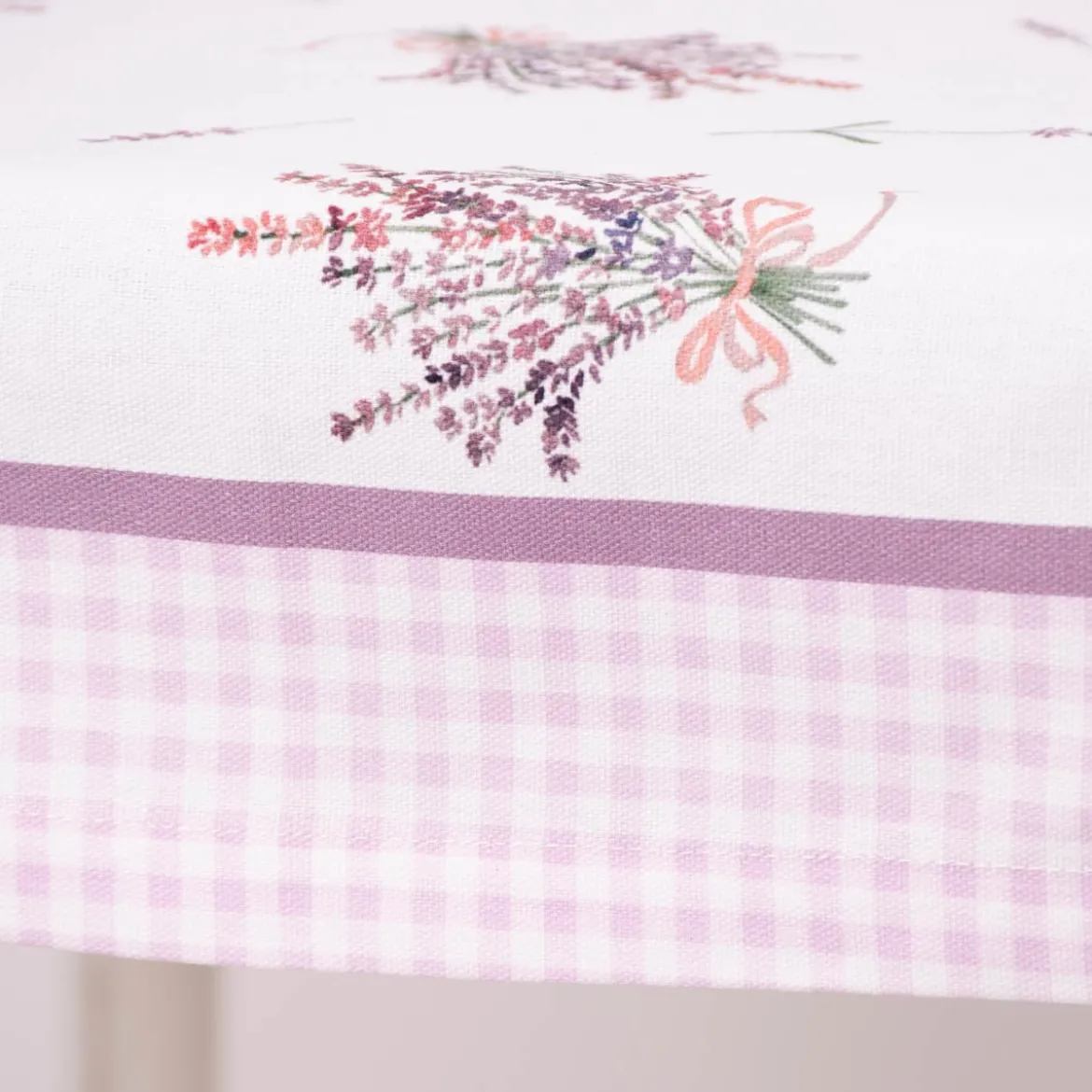 Clayre & Eef Tischdecke Lavendel Karo weiß lila 150x250cm