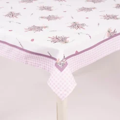 Clayre & Eef Tischdecke Lavendel Karo weiß lila 150x250cm