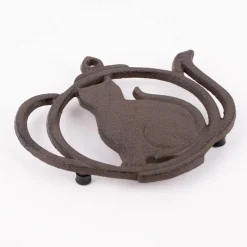 Clayre & Eef Untersetzer Teekanne Katze Metall braun 16x15x1,5cm