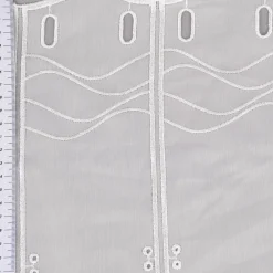 Clip-Panneaux Raffrollo Meterware Scheibenhänger Stickerei Voile nähfrei ecru 140cm hoch