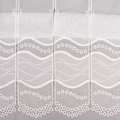 Clip-Panneaux Raffrollo Meterware Scheibenhänger Stickerei Voile nähfrei ecru 140cm hoch