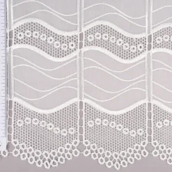 Clip-Panneaux Raffrollo Meterware Scheibenhänger Stickerei Voile nähfrei ecru 140cm hoch
