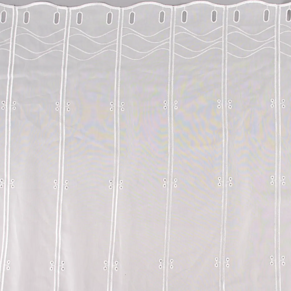 Clip-Panneaux Raffrollo Meterware Scheibenhänger Stickerei Voile nähfrei ecru 140cm hoch