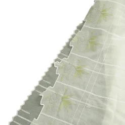 Clip Rollo Stickerei Blatt Schrift creme grün grau 170cm Höhe
