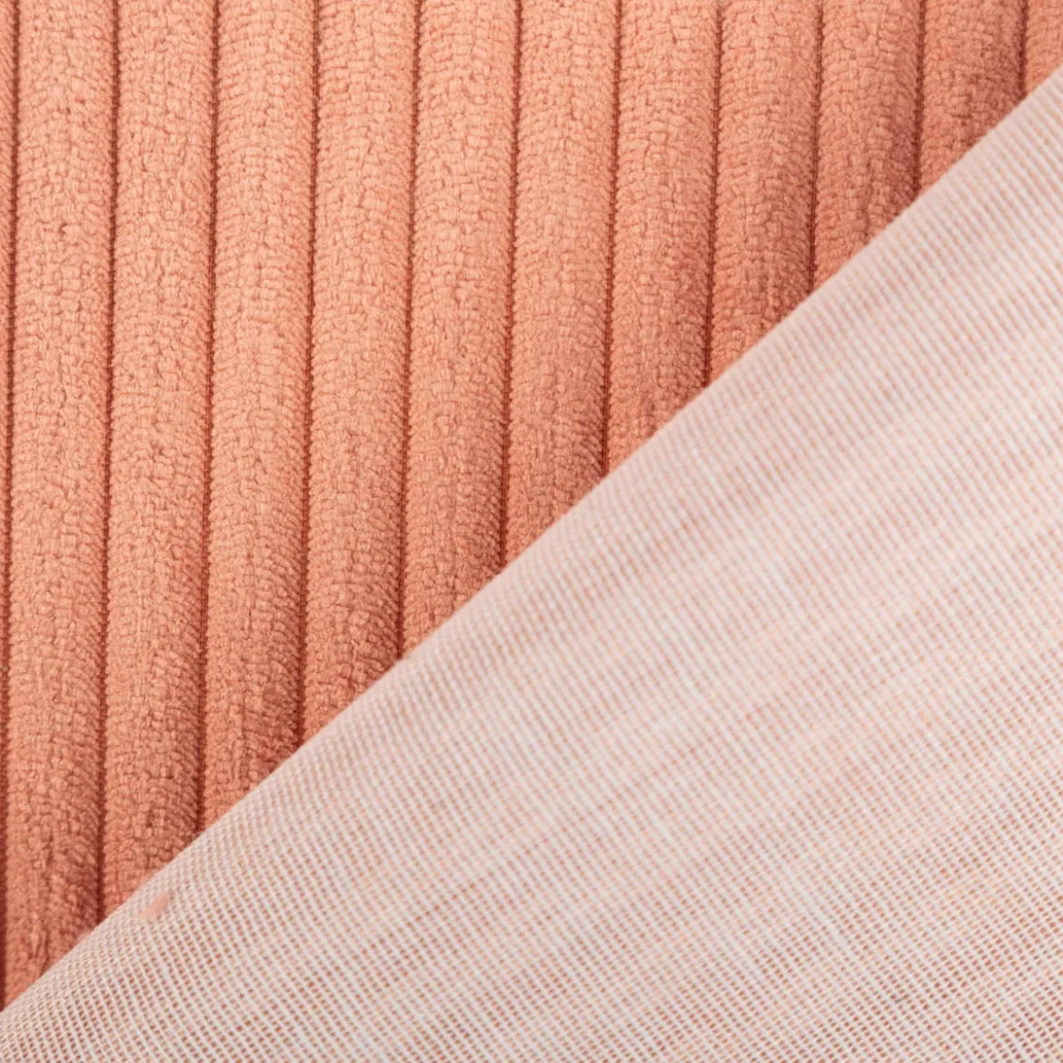 Cord Polsterstoff Möbelstoff Breitcord Baby Rib lachsrosa 1,45m breit