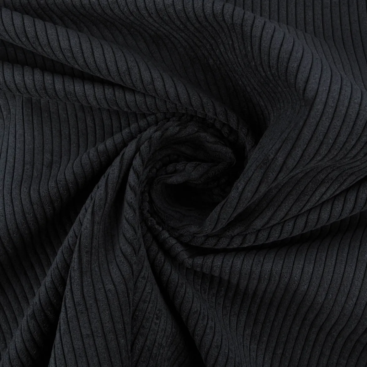 Cord Polsterstoff mit Fleckschutz Capri uni schwarz 1,45m Breite