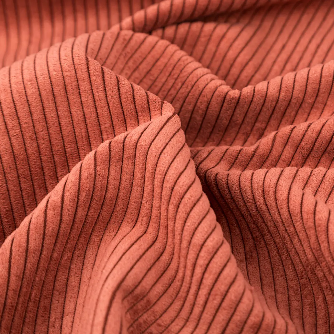 Cord Polsterstoff mit Fleckschutz Capri uni terracotta-braun 1,45m Breite