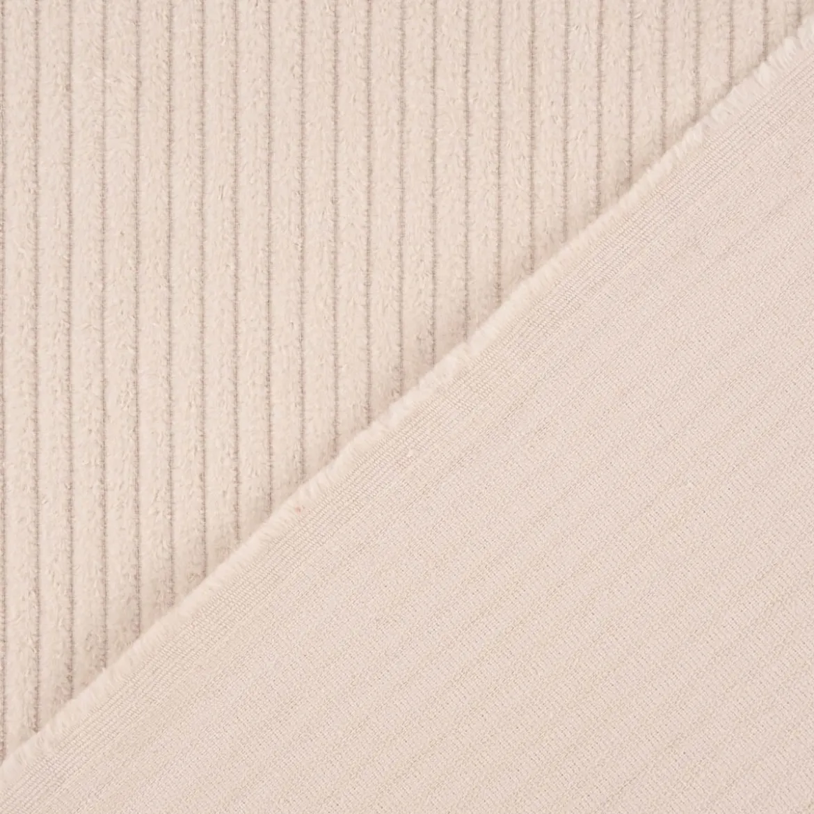 Cord Stoff aus Baumwolle Bekleidungsstoff Dekostoff 4,5W grob vorgewaschen einfarbig helles beige 1,4m Breite