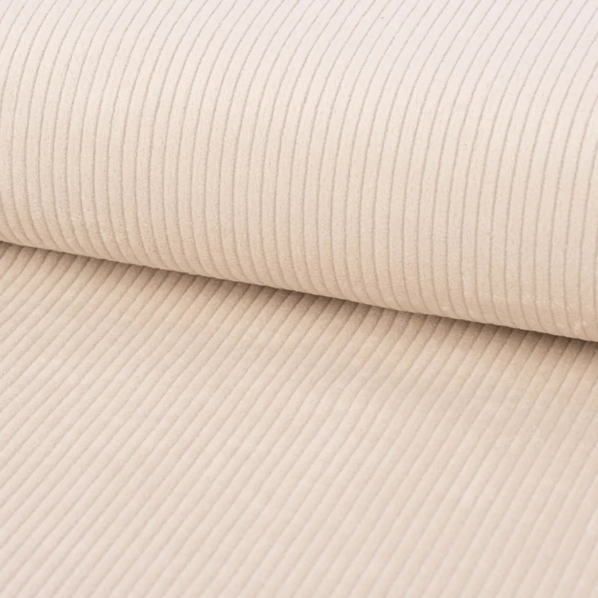 Cord Stoff aus Baumwolle Bekleidungsstoff Dekostoff 4,5W grob vorgewaschen einfarbig helles beige 1,4m Breite