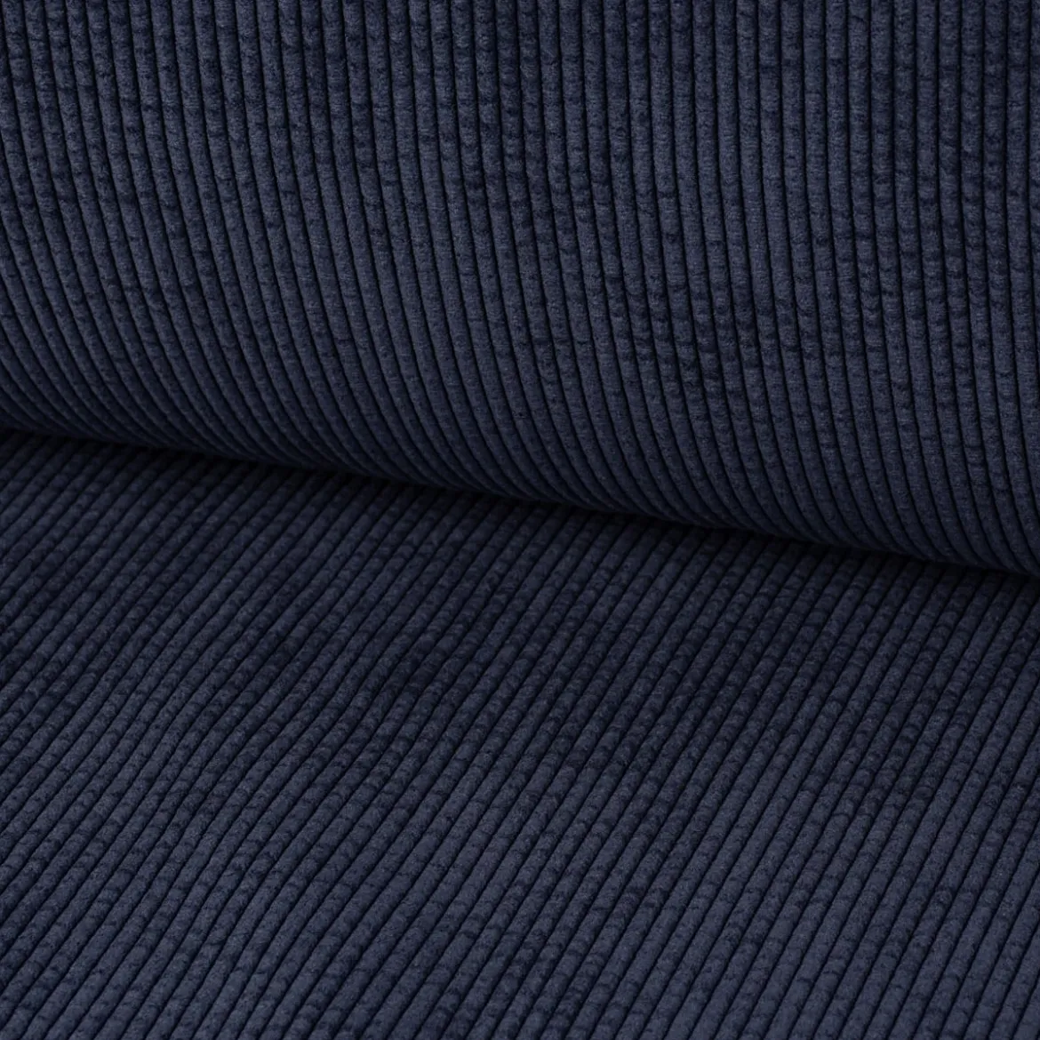 Cordstoff Bubble mit Plüsch Rückseite Doubleface Bekleidungsstoff Dekostoff navy ecru 1,45m Breite