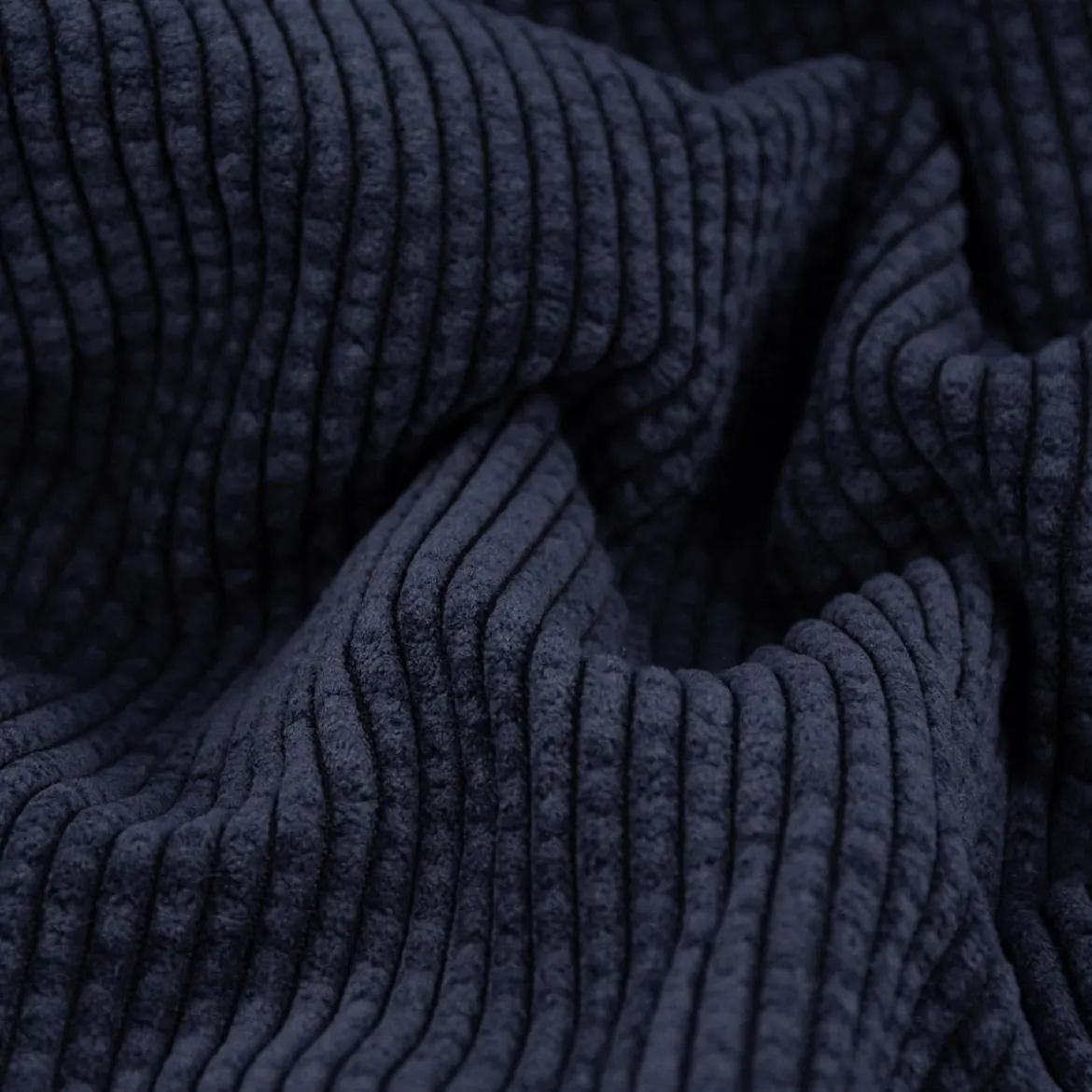 Cordstoff Bubble mit Plüsch Rückseite Doubleface Bekleidungsstoff Dekostoff navy ecru 1,45m Breite